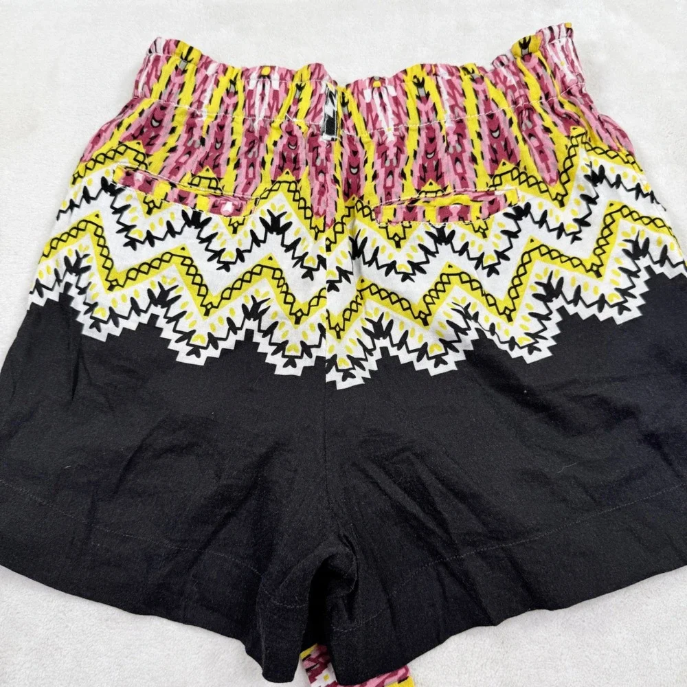 Anthropologie Geometric‎ Ikat Print Tie Waist Shorts Linen Blend Small